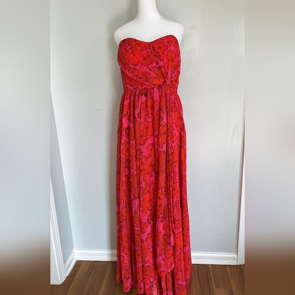 Badgley Mischka Dress Red New Luxury - Picture 7 of 15